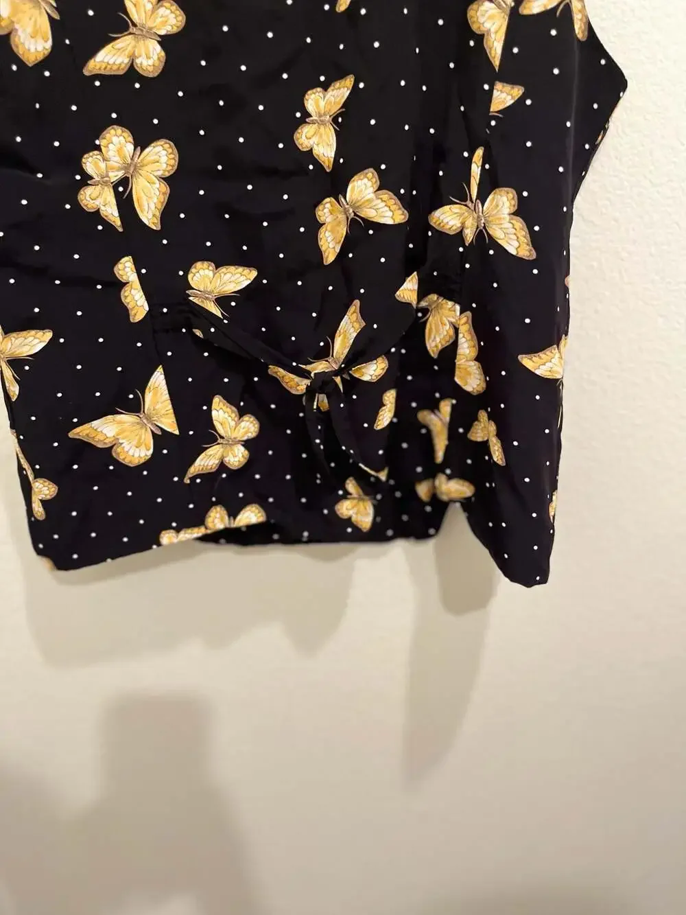 Vintage Morton Malaugillon Butterfly Polka Dot Button Front Vest Top